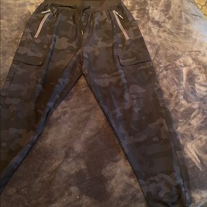 Libim black camo super light weight pant. Banded bottom